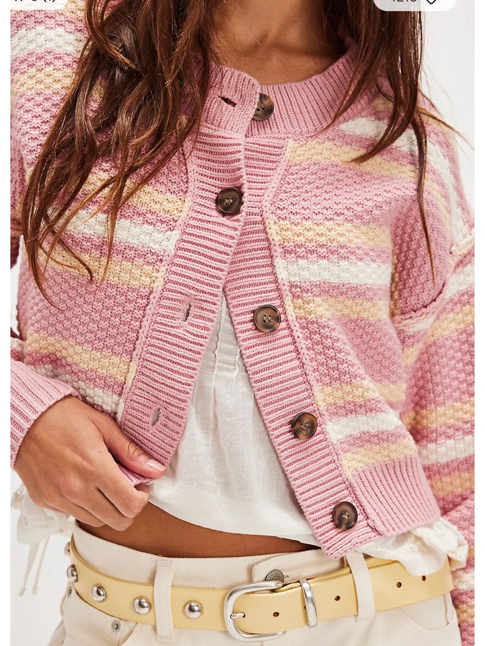 FREE PEOPLE LILA STRIPED CARDIGAN MEDIUM
